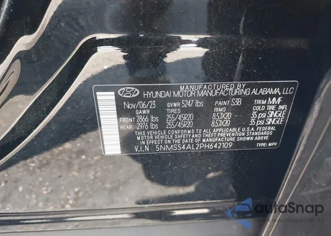 2023 Hyundai Santa Fe Calligraphy z USA, uszkodzony, nr VIN 5NMS54AL2PH642109